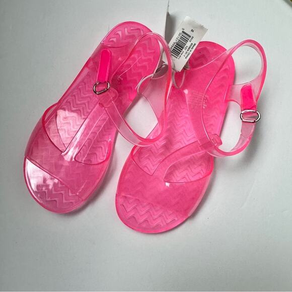 Old Navy Girl's Jelly Neon Pink Ankle Strap Flat Summer Sandals  Sz 10  NWT - Picture 2 of 8
